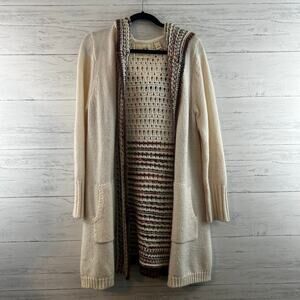 Angel of the North Rainbow Knit Hooded Cardigan Size XL